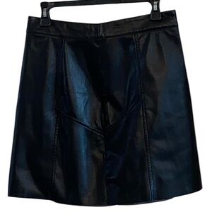 H&M black vegan leather mini skirt